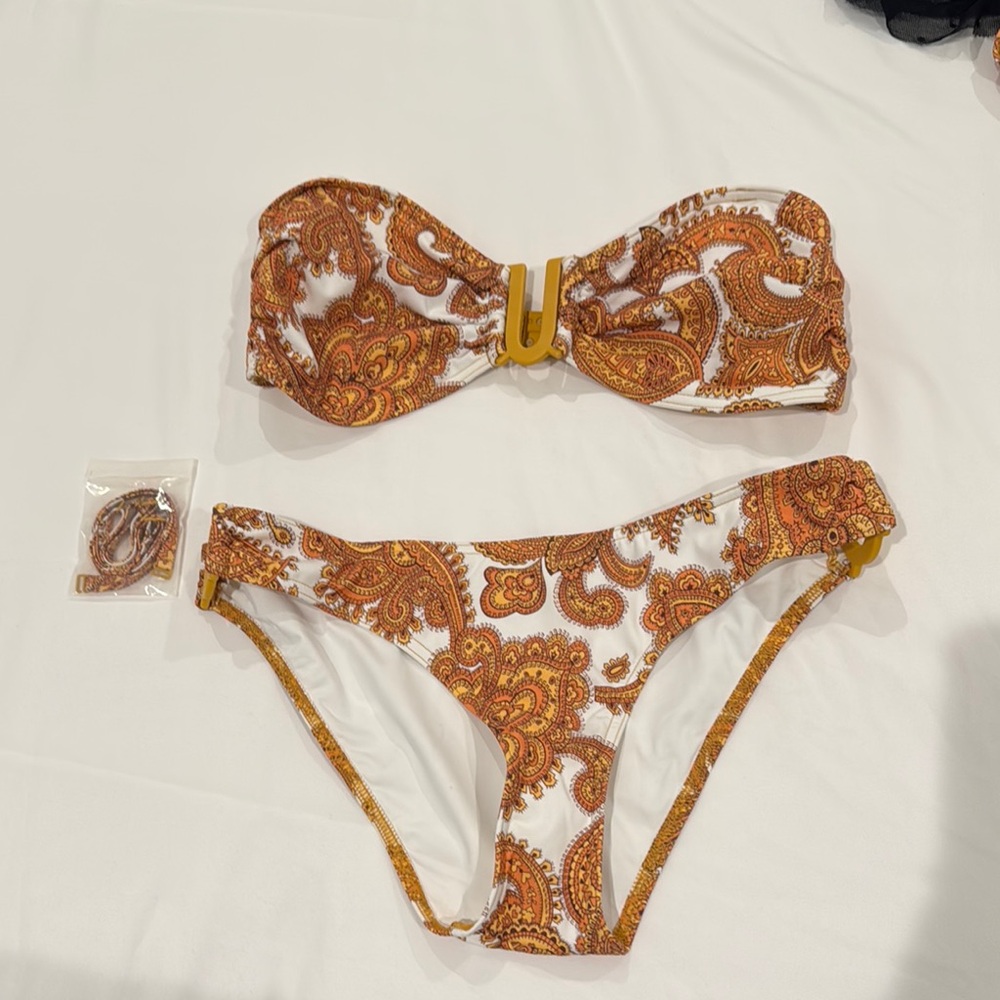 Zimmermann Paisley Bikini in Orange and White